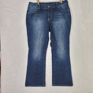 Lane Bryant Western‎ Bootcut Jeans Y2K Embellished Blue Denim Sz 18 Fits 37x30